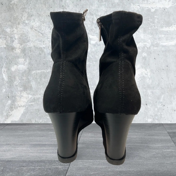 Journee Collection Hepburn wedge heel booties side zip vegan leather BLACK 8.5 - Picture 3 of 13